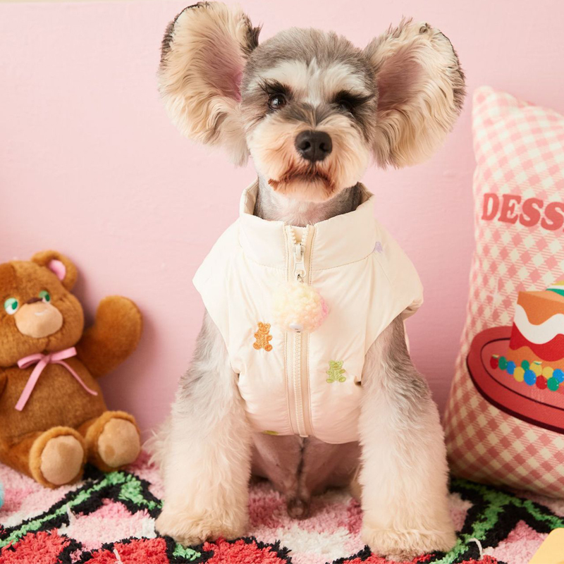 宠物狗狗猫咪衣服小熊刺绣加厚保暖羽绒马甲秋冬新泰迪中小型犬