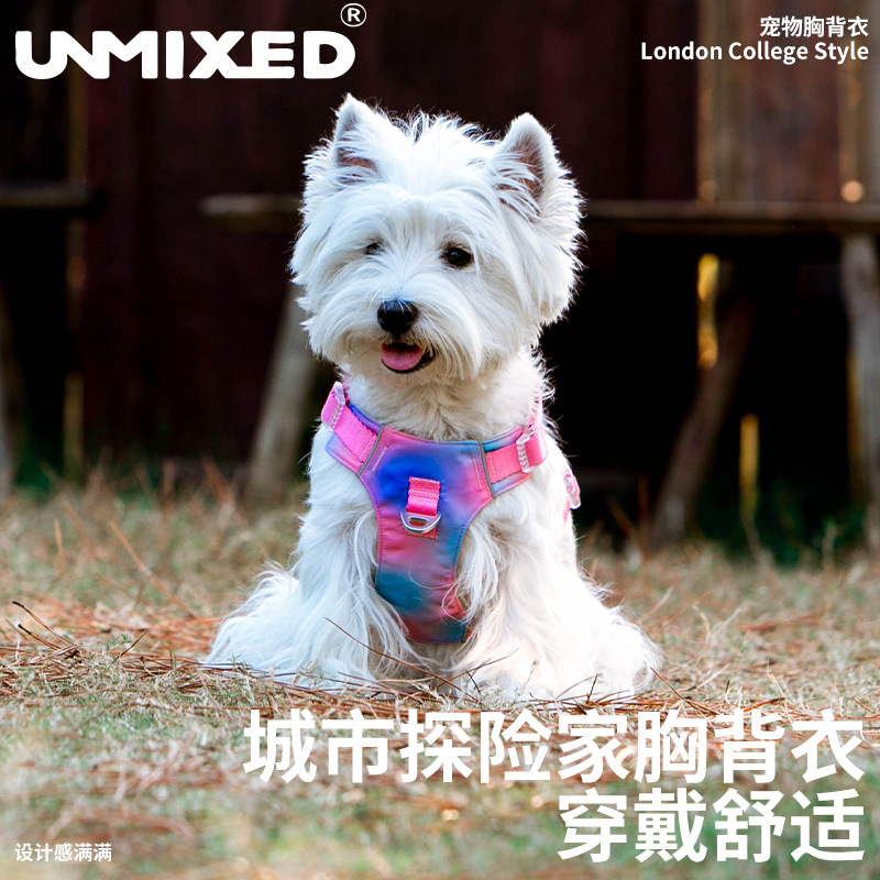 UNMIXED胸背衣渐变胸背城市探险家狗胸背泰迪柯基胸背外出遛狗