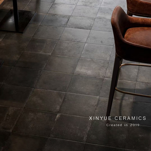 心悦 做旧复古莱姆石全瓷黑色地砖卫生间民宿咖啡店庭院防滑瓷砖