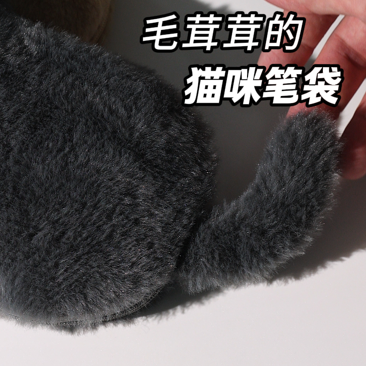 仲林女生2025新款超火猫咪笔袋毛绒笔袋可爱高颜值大容量小学生初