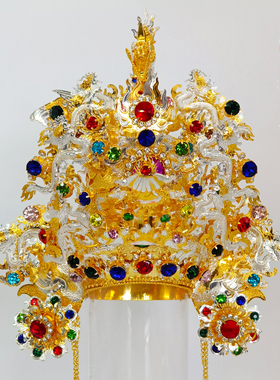 手工正铜帅帽通天冠关平武将神像头冠刑府千岁田都元帅神明帽子