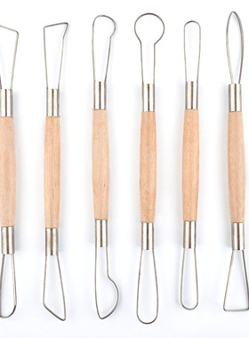 艺伯乐6支套装双头钢丝 扁丝刀 陶艺工具 泥塑刀 陶艺刀/泥塑工具