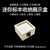 迷你松木昆虫标本收纳展示盒7x7x4.5实木标本玻璃框存放盒diy小盒