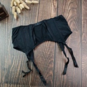 外贸欧美冰丝莱卡柔滑性感黑色塑腰吊袜带4爪家居 XL码