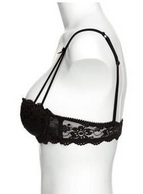 满80元免邮 1/2杯蕾丝面料黑色文胸 有插片可拆取75C 80BC 85CD
