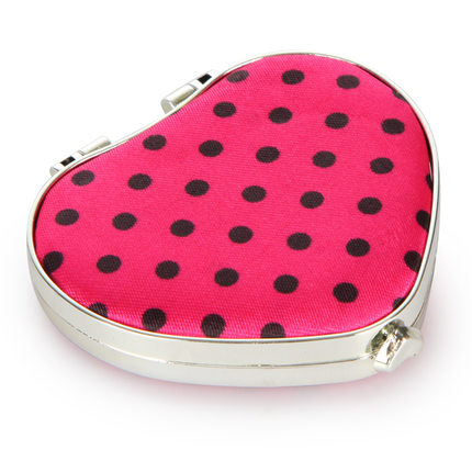 姣兰  粉红色可爱心形圆点小镜子化妆镜 美妆镜 圆镜 随身镜