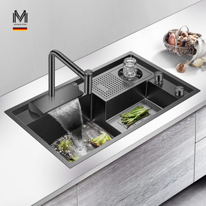 MABATON曼巴顿黑色纳米高压洗杯器水槽花洒龙头阶梯式多功能新款