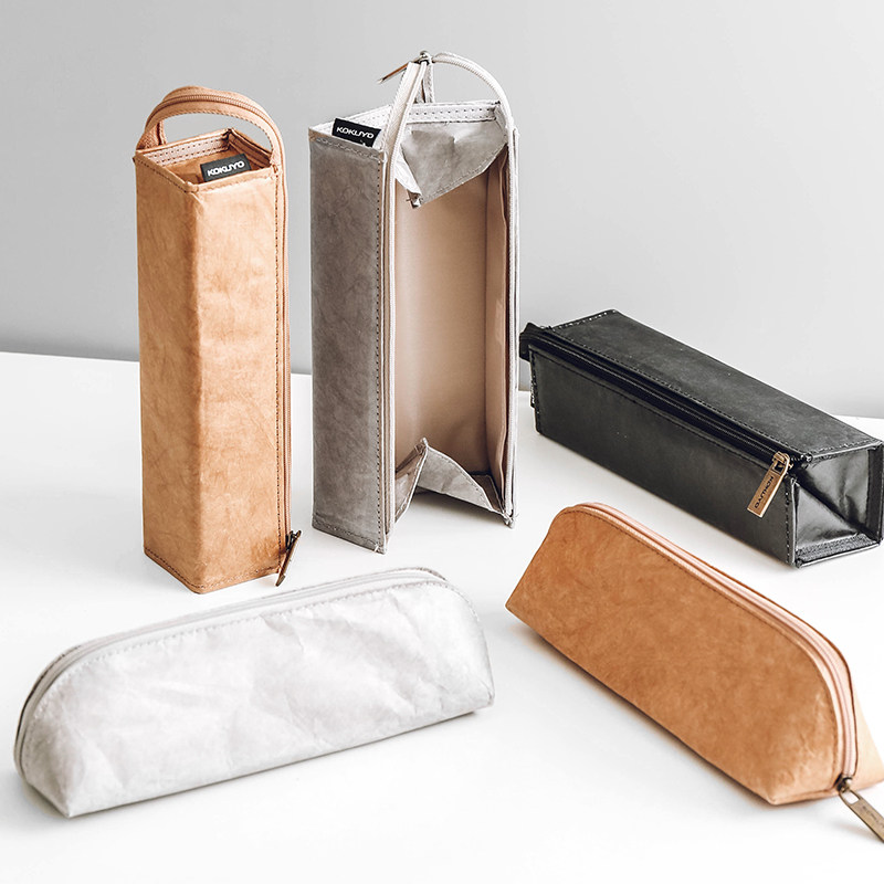 日本kokuyo国誉复古杜邦纸笔袋对开式铅笔盒简约大容量学生用文具