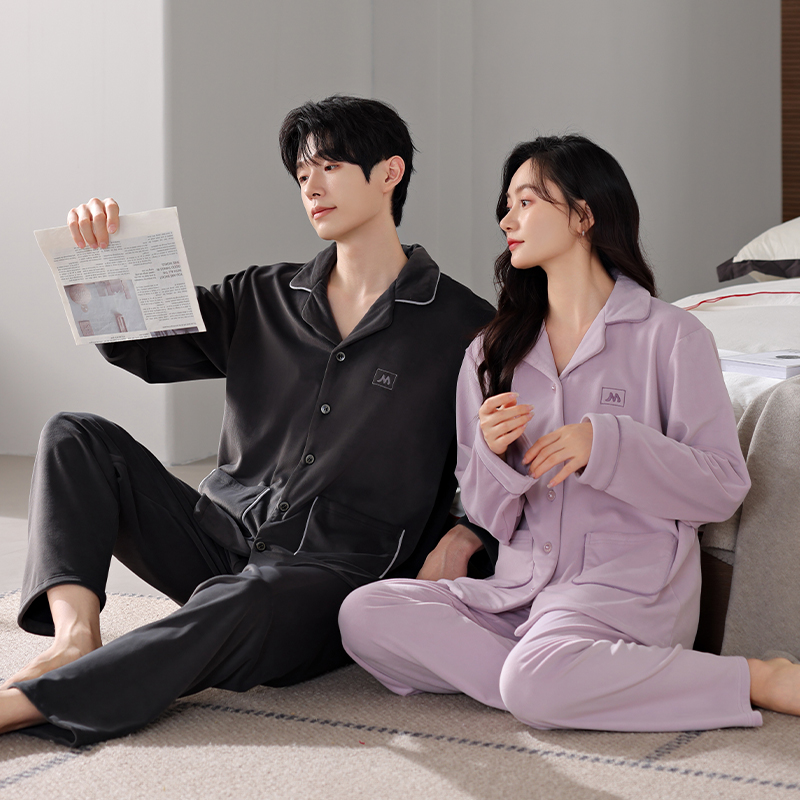 超柔消光海岛绒情侣睡衣套装