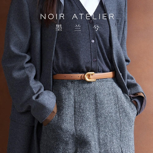 墨兰兮 皮带女式腰带配饰带双面头层牛皮可替换扣头NOIR ATELIER