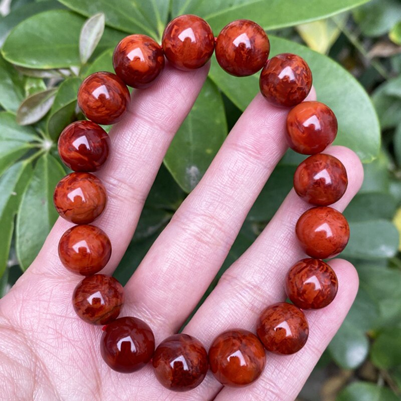 天然凉山保山南红玛瑙南红玉火焰纹圆珠老型珠手串手链男女款