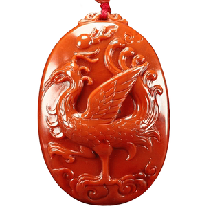 天然凉山保山南红玛瑙吊坠属火南红火焰纹朱雀原石雕件男女款Z