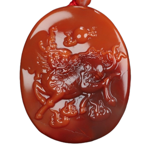 天然凉山保山南红玛瑙火焰纹吊坠 火麒麟 玉坠正品原石挂件男女款