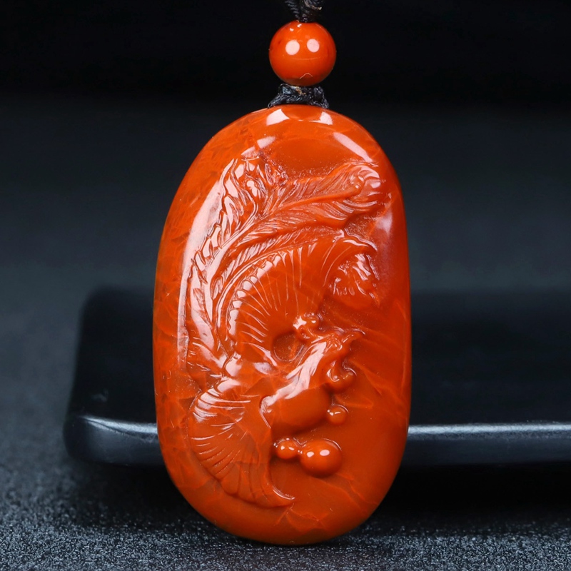 【原矿】正宗天然四川凉山南红玛瑙柿子红吊坠属火凤凰原石男女款