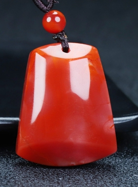 【原矿】天然凉山南红玛瑙柿子红吊坠无事牌挂件无胶属火男女款90