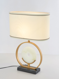 新中式台灯卧室床头灯大理石玉石客厅沙发边几高级感装饰遥控LEi.