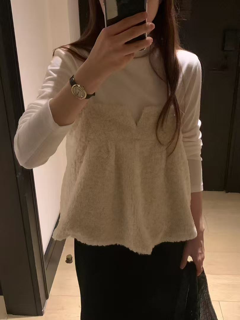 韩国东大门代购Ounce2025冬新款纯色简约百搭洋气时尚设计款吊带