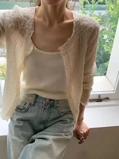 韩国东大门代购ounce2026春季新款纯色褶皱时尚洋气百搭长袖开衫