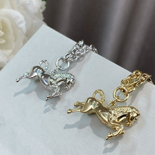 饰 马年限定金银两色耳环朋克新年项链个性 白兔家高品质 细节控