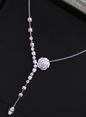 925银山茶花镂空项链女长款流苏气质新款爆款潮毛衣链高级耳夹钉