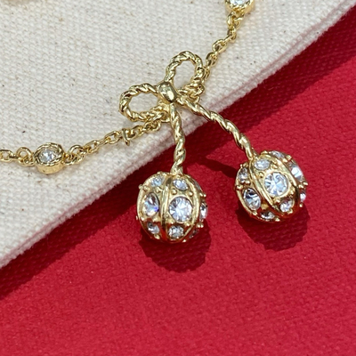 白兔家高品质！细节控！樱桃手链项链耳钉镶钻红色珐琅容祖儿同款