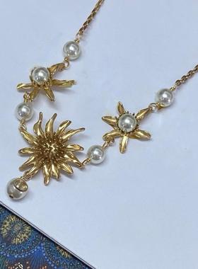 太阳花2025新款项手链女时尚轻奢气质高级感小众套装耳环百搭珍珠