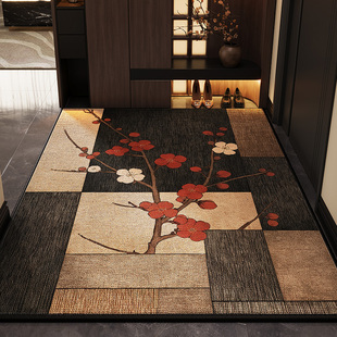 高级感新中式圈绒地垫2025新款入户地毯客厅可擦洗耐脏防滑可定制