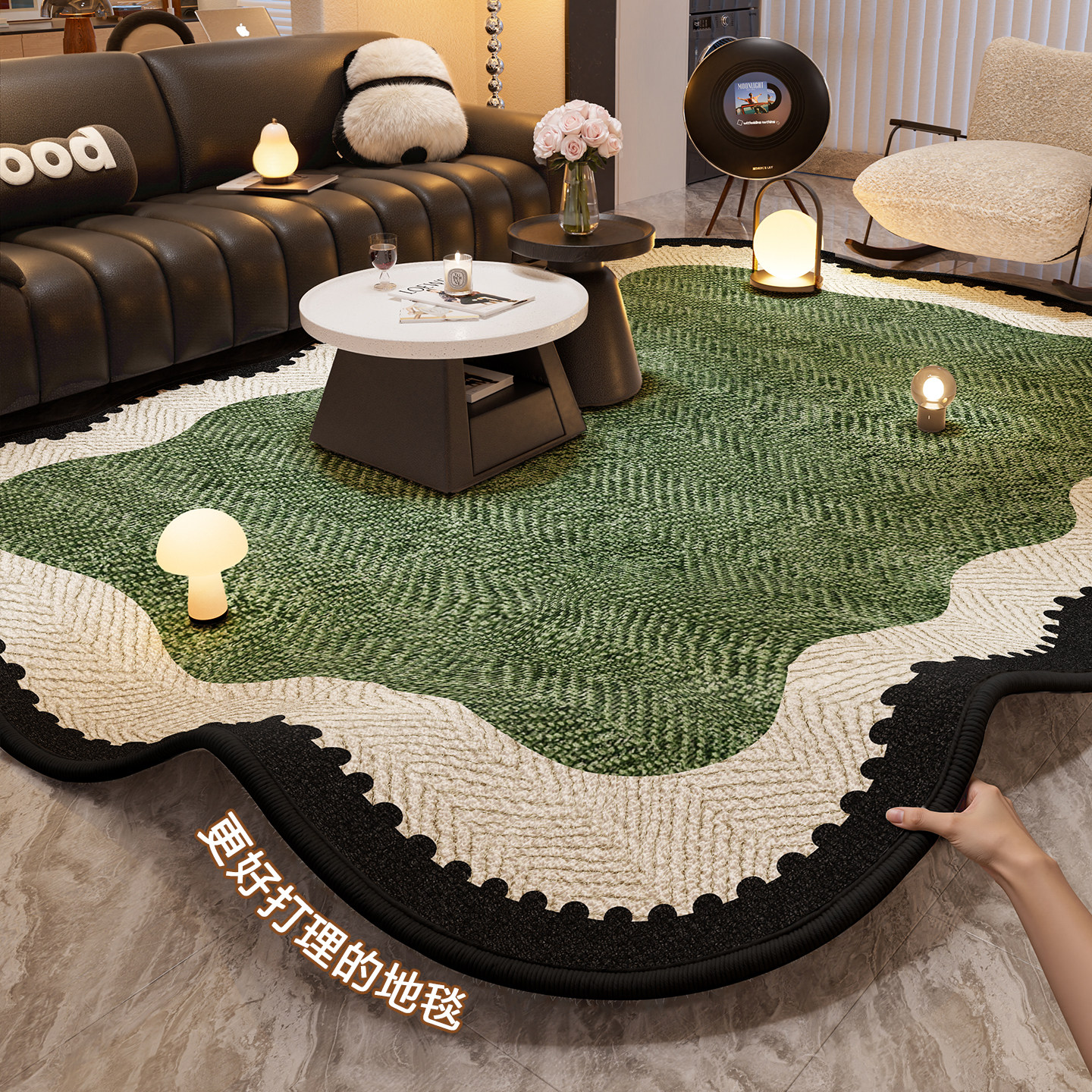 客厅地毯2026新款意式复古免洗免打理可擦加厚沙发地垫防滑垫防水,居家布艺,地毯,淘宝优惠券,粉丝福利购,淘宝优惠卷