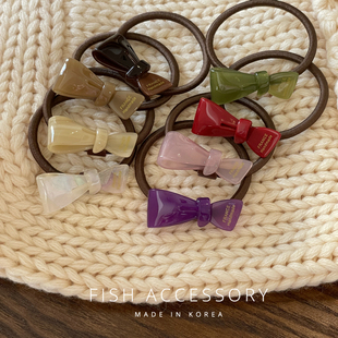 韩国进口小金标甜美可爱立体不对称蝴蝶结马尾发圈头绳皮筋发饰女