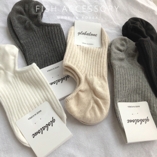 韩国东大门进口bi入款 纯色超舒服柔软白色米色瓤袜浅口女船棉袜子