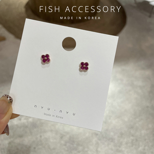 韩国东大门金扣耳饰高级感独特精致小巧花朵耳钉925银针气质耳环