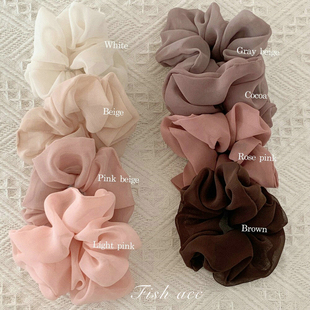 韩国春夏超仙清新优雅雪纺头花发圈多色少女丸子头头绳马尾大肠圈