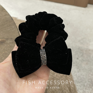 韩国进口发饰细闪满天星砂糖钻高级感立体丝绒蝴蝶结大肠发圈头绳