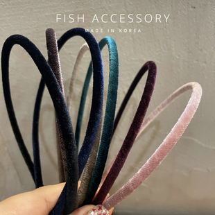 韩国进口柔软细腻丝绒细发箍可调节不夹头发卡舒适百搭简约头箍女