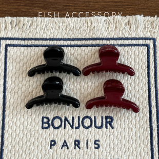 韩国进口迷你可爱发抓夹安可拉红酒红百搭黑色头顶小公主头刘海夹