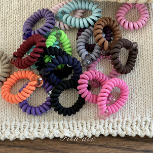 韩国进口糖果色多巴胺实彩色珠子无痕电话线发圈弹力好不伤发发绳