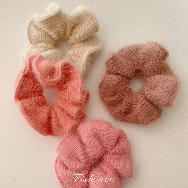 东大门高级感长绒毛线针织发圈