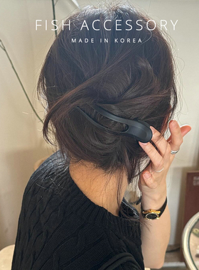 韩国进口ins博主经典气质复古磨砂黑色盘发抓夹大号鸭嘴一字横夹