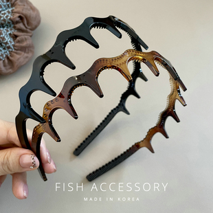 韩国进口BY正品 波浪大梳齿发箍高颅顶洗脸外出碎发正反两用头箍