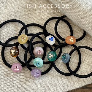 韩国进口手工精致头绳闪闪水钻透感皮筋圆豆糖果色可爱小巧发圈