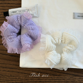 FishAcc韩国进口温暖软糯兔毛针织毛线蕾丝花边温柔肠圈发圈发绳