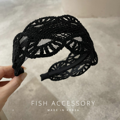 韩国复古蕾丝编织镂空花纹发箍