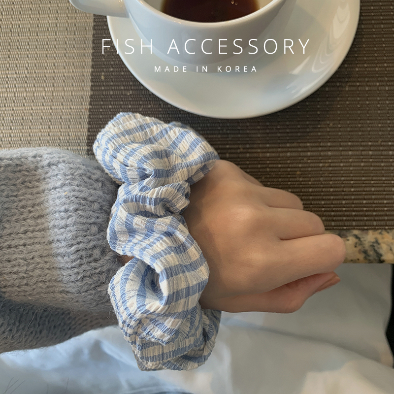 清新温柔浪漫小格子发圈