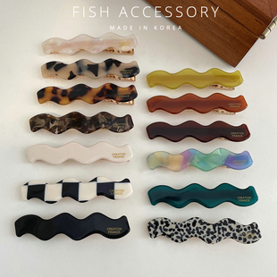 韩国进口France法式 高级感波浪线边夹多色入树脂发夹鸭嘴夹刘海夹