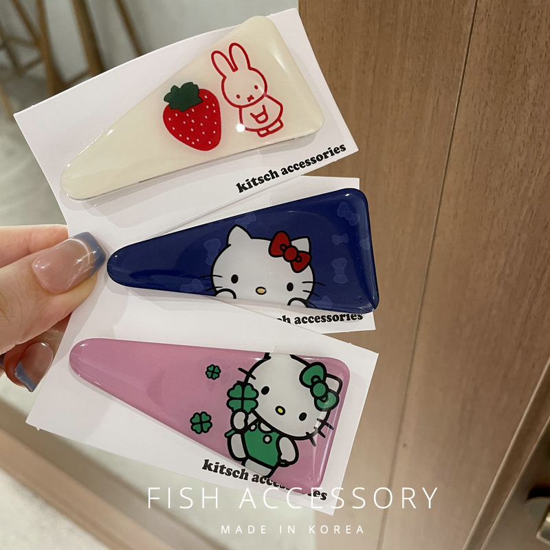 韩国三角可爱童趣kitty边夹发夹