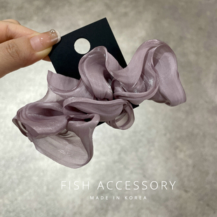 韩国进口超仙气质波浪褶皱光泽浪漫清新弹簧夹发脑勺饱满精致发夹