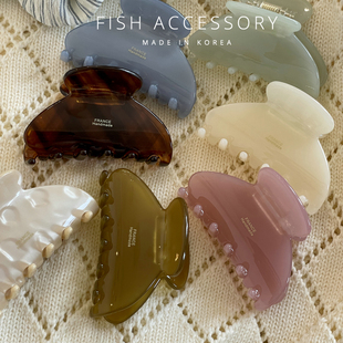 韩国进口France金标清新气质果冻感中号发抓法式 优雅半抓夹发夹女