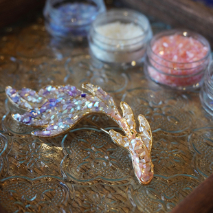 螺钿手工diy材料包胸针大鱼海棠饰品玉兰花亲子团建上课活动礼物