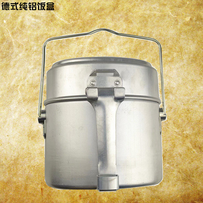 德式纯铝制饭盒 户外野营蒸煮带拉环铝便当盒 火烧饭盒大容量