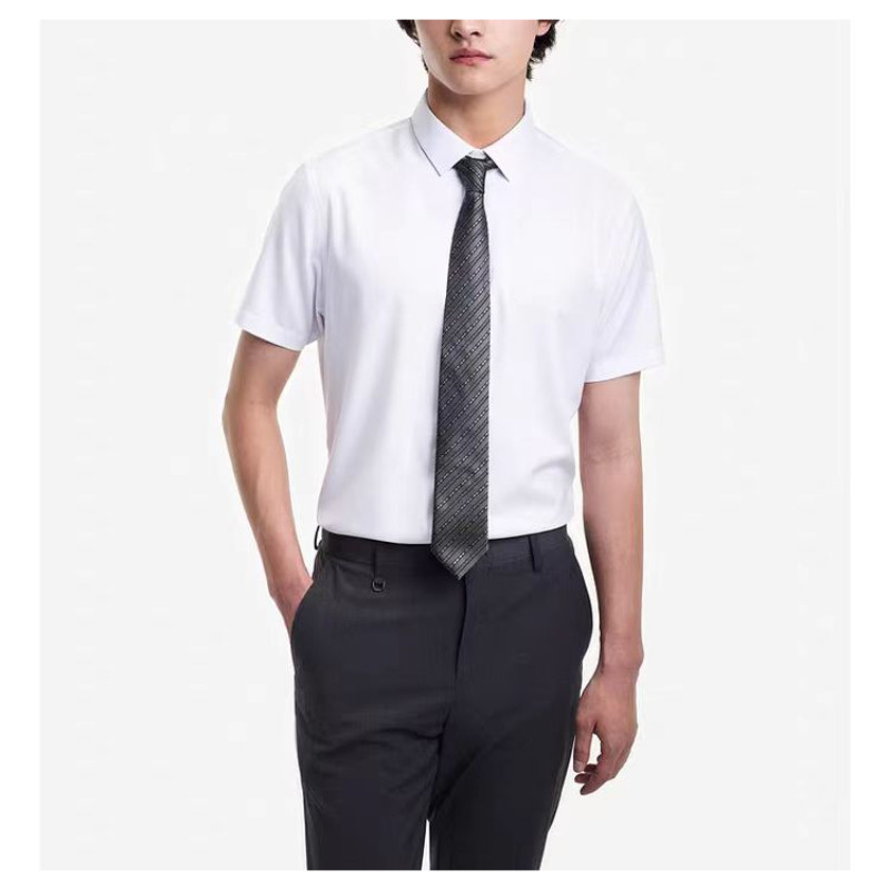 劲家190码CS115男装纯色简约夏季商务休闲翻领微弹短袖衬衫